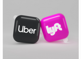 Black Uber Cube and Pink Lyft Cube