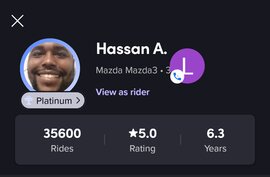 Hassan's Lyft Account profile