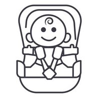 Black and white Child Car Seats Icons Images, Stock Photos