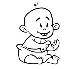 Black and white baby cartoon Royalty Free Vector Image