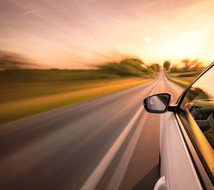 Driving on a beautiful spring day.