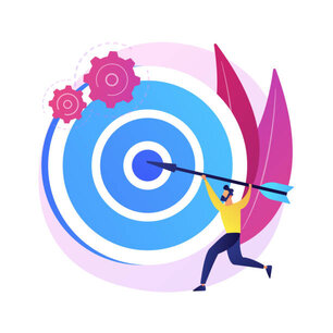 Focus abstract concept vector illustration. Training concentration, focus on success, defined business goal, orientation on target, center of attention, focal point, spotlight abstract metaphor.