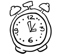 Black and white cartoon clock