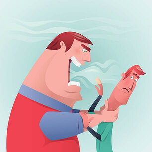 vector illustration of angry fat man blaming at thin man…