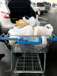 Istanbul, Turkey - November 18 2020: During the Covidien-19 virus period, hygienic shopping was done and loaded in the car