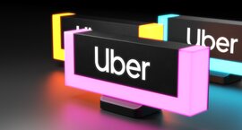 Pink, yellow and blue LED Uber beacons