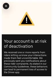 A deactivation message from Uber